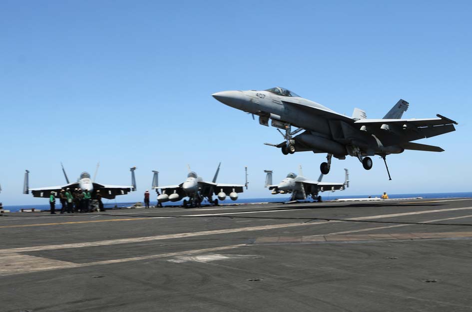 F/A-18 fighter jet takes off at the USS Harry S. Truman aircraft carrier in the eastern Mediterranean Sea, June 6, 2016. REUTERS