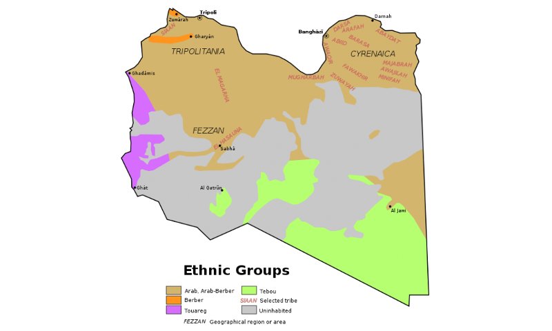 Этническая карта Ливии. Иллюстрация: CIA